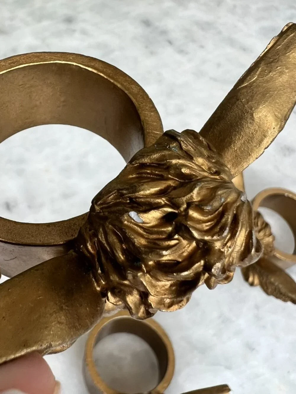 Vintage Cherub Napkin Rings Set of 6 Gold Tone Angel Table Decor Romantic Dining